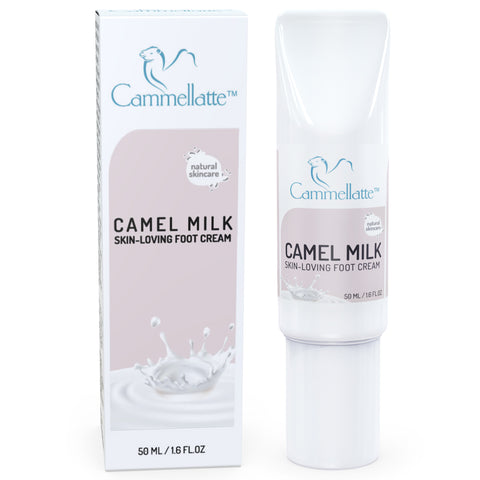 Cammellatte Camel Milk Foot Cream Box next to Tube