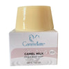 A light yellow bar of Cammellatte Camel Milk Face & Body Soap (2-Pack) rests on a white box with a blue camel logo, “natural skincare,” and 120g/4.2oz label—an ideal alternative to traditional shower gel.